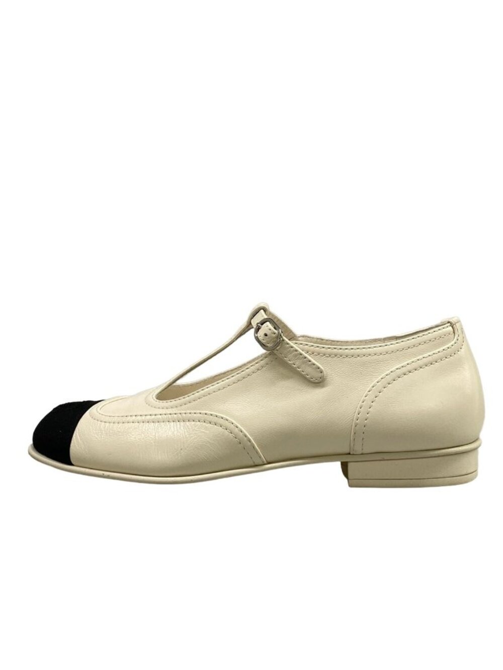 Chanel Shoes White Black CC Logo Leather